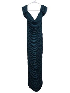 NWT Baltic Born Alessandra Mesh Midi Dress XL Dark Green Peacock Ruching Elegant